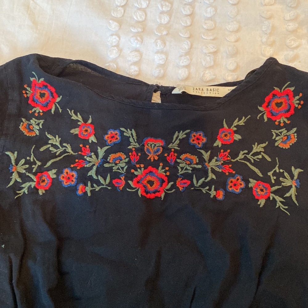 Zara Basic Collection Embroidered Blouse - image 2